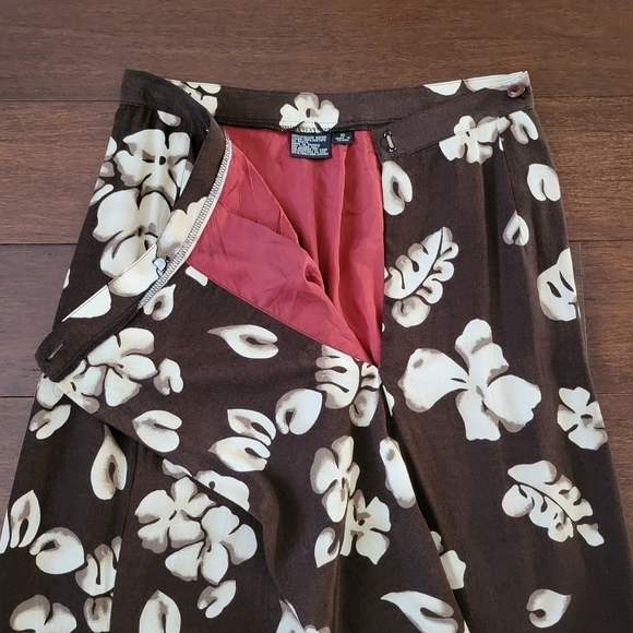 Vintage Sassco Brown Floral A-Line Knee Length Wrap Skirt Women's 10- 28" Waist - Picture 6 of 10